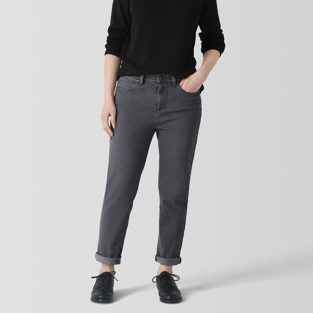 Eileen Fisher Light Black Stretch Straight Jeans Mid-Rise Size 28 - Picture 2 of 16